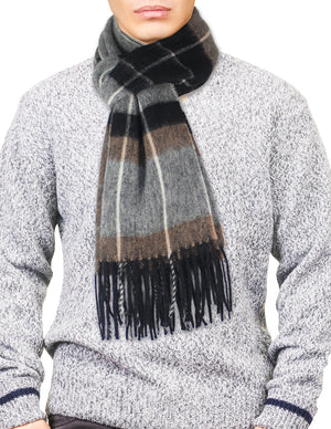 Men's 100% Luxurious Soft Wool Scarf Box Awning Stripes