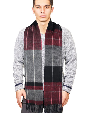 Men's 100% Luxurious Soft Wool Scarf Box Awning Stripes
