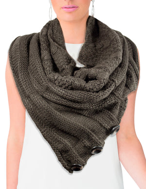 Loop Scarf Button Accent Cable Knit