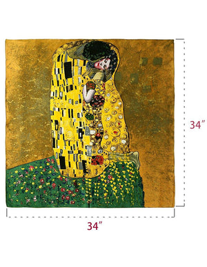[product type] | 100% Luxury Square Silk Scarf - Gustav Klimt's Artwork | Dahlia