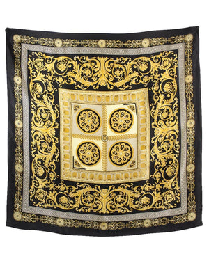 [product type] | 100% Luxury Square Silk Scarf - Leopard Chain Scroll Paisley | Dahlia