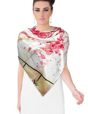 [product type] | Dahlia Women's 100% Square Silk Scarf Shawl | Dahlia