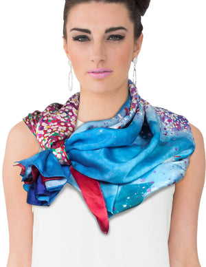 [product type] | Dahlia Women's 100% Square Silk Scarf Shawl | Dahlia