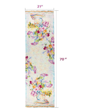 [product type] | 100% Luxury Long Silk Scarf Shawl - Watercolor Painting | Dahlia