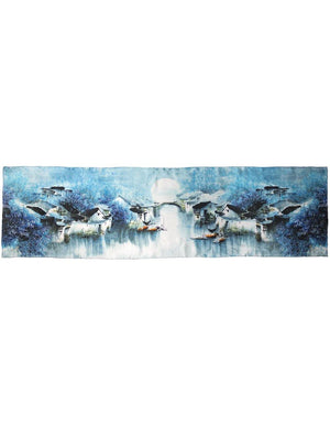 [product type] | 100% Luxury Long Silk Scarf Shawl - Watercolor Painting | Dahlia