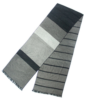Men's Rayon Cashmere-Feel Scarf Reversible Block Stripes