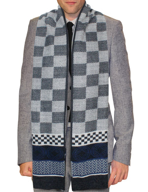 Men's Rayon Cashmere-Feel Scarf Reversible Large Checkers