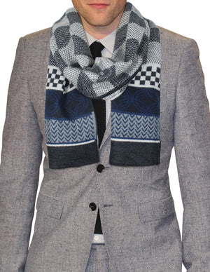 Men's Rayon Cashmere-Feel Scarf Reversible Large Checkers