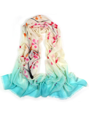 Wool Blend Scarfs, Wraps, and Shawls, Hand Painted Flowers