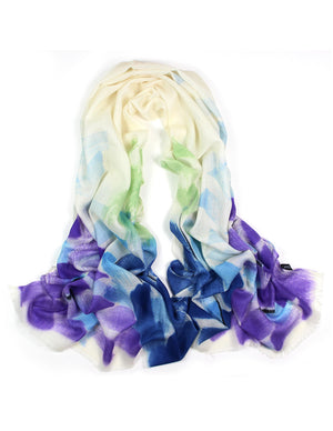 Wool Blend Scarfs, Wraps, and Shawls, Hand Painted Flowers