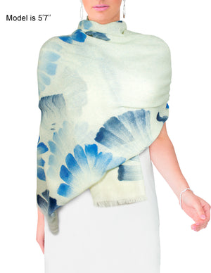 Wool Blend Scarfs, Wraps, and Shawls, Hand Painted Flowers