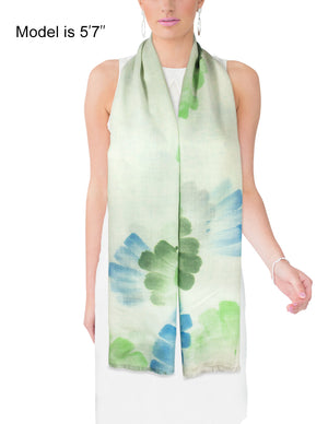 Wool Blend Scarfs, Wraps, and Shawls, Hand Painted Flowers