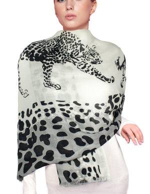 100% Wool Scarfs Wraps and Shawls Majestic Cheetah Print - Dahlia