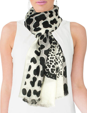 100% Wool Scarfs Wraps and Shawls Majestic Cheetah Print - Dahlia