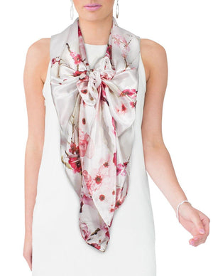 [product type] | 100% Luxury Long Silk Scarf Shawl - Watercolor Painting | Dahlia