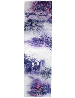 [product type] | 100% Luxury Long Silk Scarf Shawl - Watercolor Painting | Dahlia