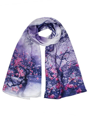 [product type] | 100% Luxury Long Silk Scarf Shawl - Watercolor Painting | Dahlia