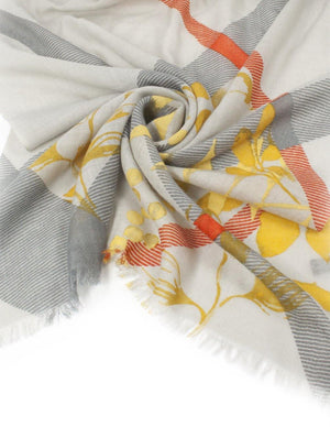 100% Wool Scarfs Wraps and Shawls Golden Leaf on Plaid - Dahlia