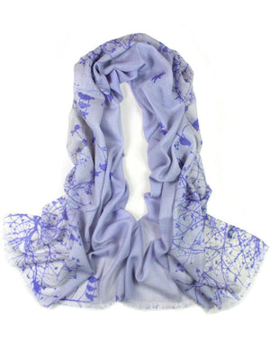 100% Wool Scarfs Wraps and Shawls Flying Bird Tree Branch - Dahlia