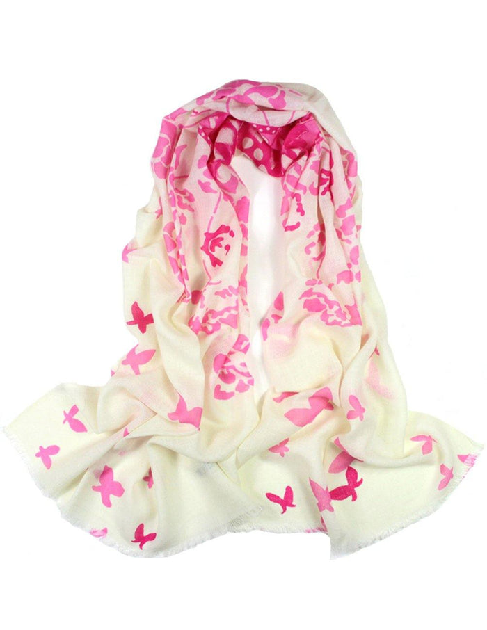 100% Wool Scarfs Wraps and Shawls Butterfly and Flower