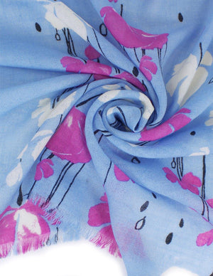 100% Wool Scarfs, Wraps, and Shawls Raindrops and Flower - Dahlia