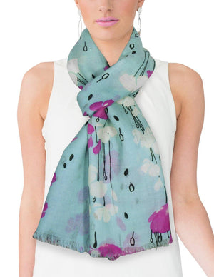 100% Wool Scarfs, Wraps, and Shawls Raindrops and Flower - Dahlia