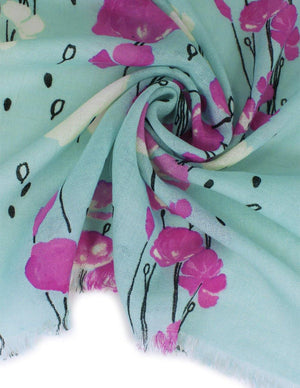 100% Wool Scarfs, Wraps, and Shawls Raindrops and Flower - Dahlia