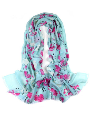 100% Wool Scarfs, Wraps, and Shawls Raindrops and Flower - Dahlia