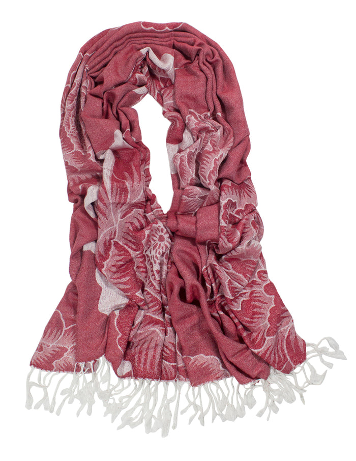 Rayon Scarf Shawl Reversible Large Peony Flowers