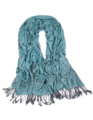 Rayon Scarf Shawl Reversible Corn and Flowers