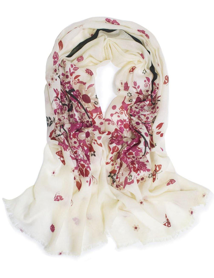 100% Wool Scarfs Wraps and Shawls Spring Butterfly Blossom Tree