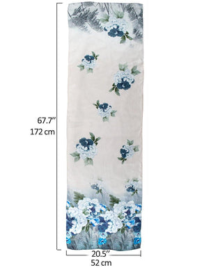 100% Luxury Long Silk Scarf - Peony Flowers Painting - Dahlia