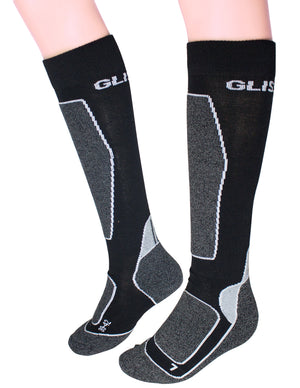 [product type] | Dahlia Men's Ski Socks - Glissade Black/Gray | Dahlia