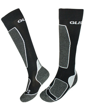 [product type] | Dahlia Men's Ski Socks - Glissade Black/Gray | Dahlia