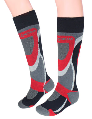 [product type] | Dahlia Men's Ski Socks - Avalanche Gray/Red | Dahlia