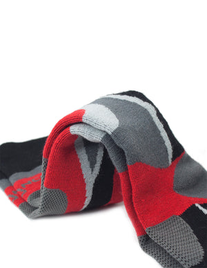 [product type] | Dahlia Men's Ski Socks - Avalanche Gray/Red | Dahlia
