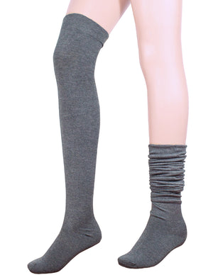 [product type] | Dahlia Women's Wool Blend Socks - Above the Knee Solid Color | Dahlia