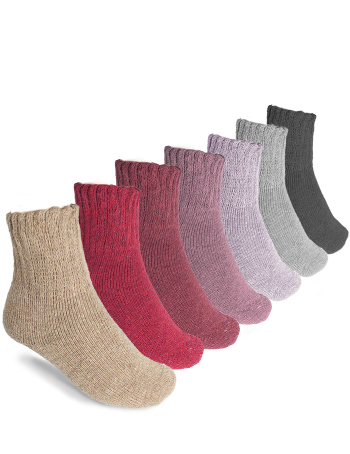Dahlia Women's Wool Blend Ribbed Ankle Socks - 7 Pairs - Multicolor Pack