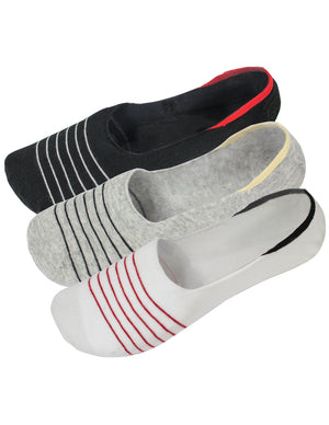 [product type] | Dahlia Men's Low Cut Casual Loafer Liner Socks - Assorted Stripe Pattern - 3 Pack | Dahlia