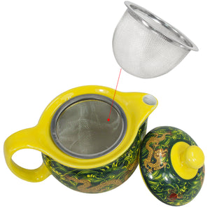 [product type] | Porcelain Tea Set (Tea Pot w. Infuser + 6 Dual Layer Tea Cups) | Dahlia