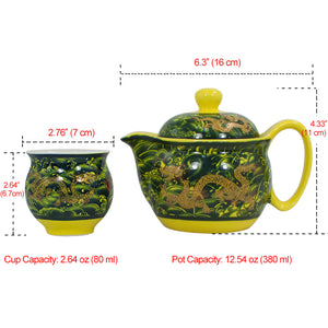 [product type] | Porcelain Tea Set (Tea Pot w. Infuser + 6 Dual Layer Tea Cups) | Dahlia