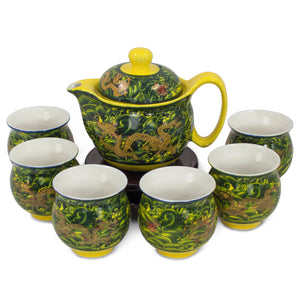 [product type] | Porcelain Tea Set (Tea Pot w. Infuser + 6 Dual Layer Tea Cups) | Dahlia