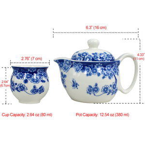 [product type] | Porcelain Tea Set (Tea Pot w. Infuser + 6 Dual Layer Tea Cups) | Dahlia