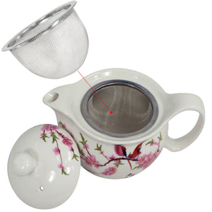 [product type] | Porcelain Tea Set (Tea Pot w. Infuser + 6 Dual Layer Tea Cups) | Dahlia