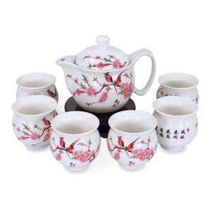 [product type] | Porcelain Tea Set (Tea Pot w. Infuser + 6 Dual Layer Tea Cups) | Dahlia