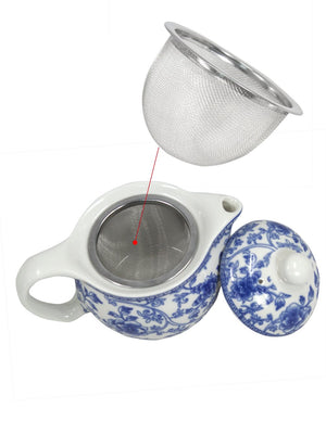 [product type] | Porcelain Vine Flower Tea Set ( Teapot w. Strainer + 6 Tea Cups) | Dahlia
