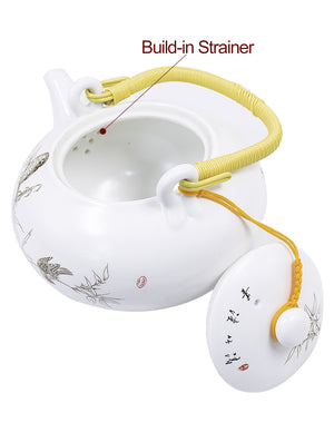 [product type] | High Quality Porcelain Painting Tea Set (Teapot with 6 Tea Cups) | Dahlia