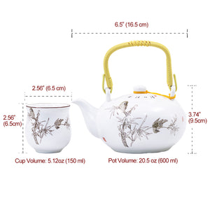 [product type] | High Quality Porcelain Painting Tea Set (Teapot with 6 Tea Cups) | Dahlia