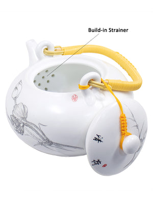 [product type] | High Quality Porcelain Painting Tea Set (Teapot with 6 Tea Cups) | Dahlia