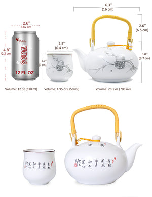 [product type] | High Quality Porcelain Painting Tea Set (Teapot with 6 Tea Cups) | Dahlia